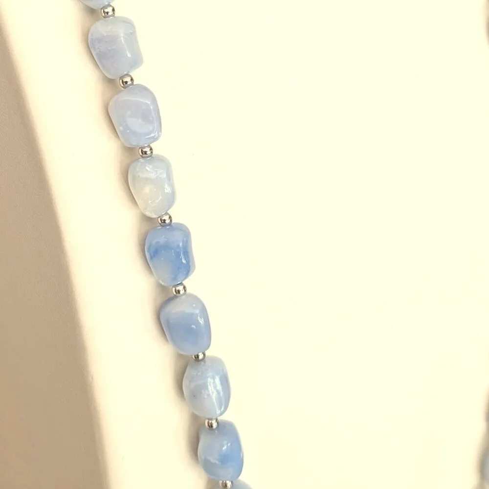 Vintage faux stone beaded single strand necklace